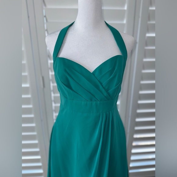 Alfred Angelo Emerald Green Halter Formal Dress Bridesmaid Size 6 - Picture 3 of 10